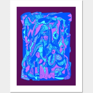 Blue Abstract Wave of Thoughts No 4 Posters and Art